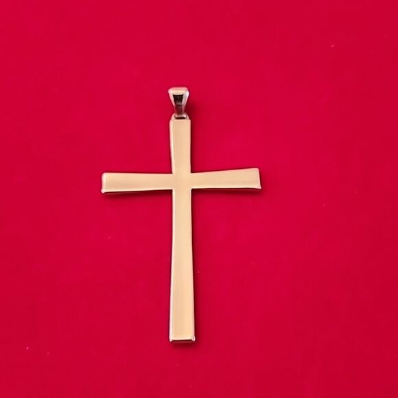 Signed Milor Italy Larfe Bronze Cross Pendant Charm - Picture 1 of 3